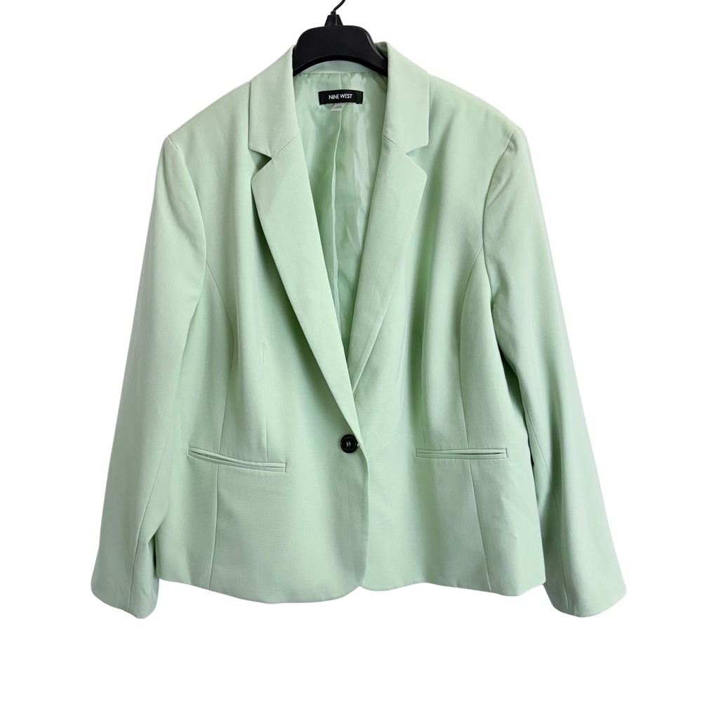 NEW Nine West Womens Mint Green Single Button Blazer Jacket Size 20W